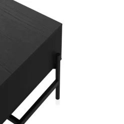 Mesa de centro de madera chapada en fresno de color negro con cajones naturales GABAR 10977