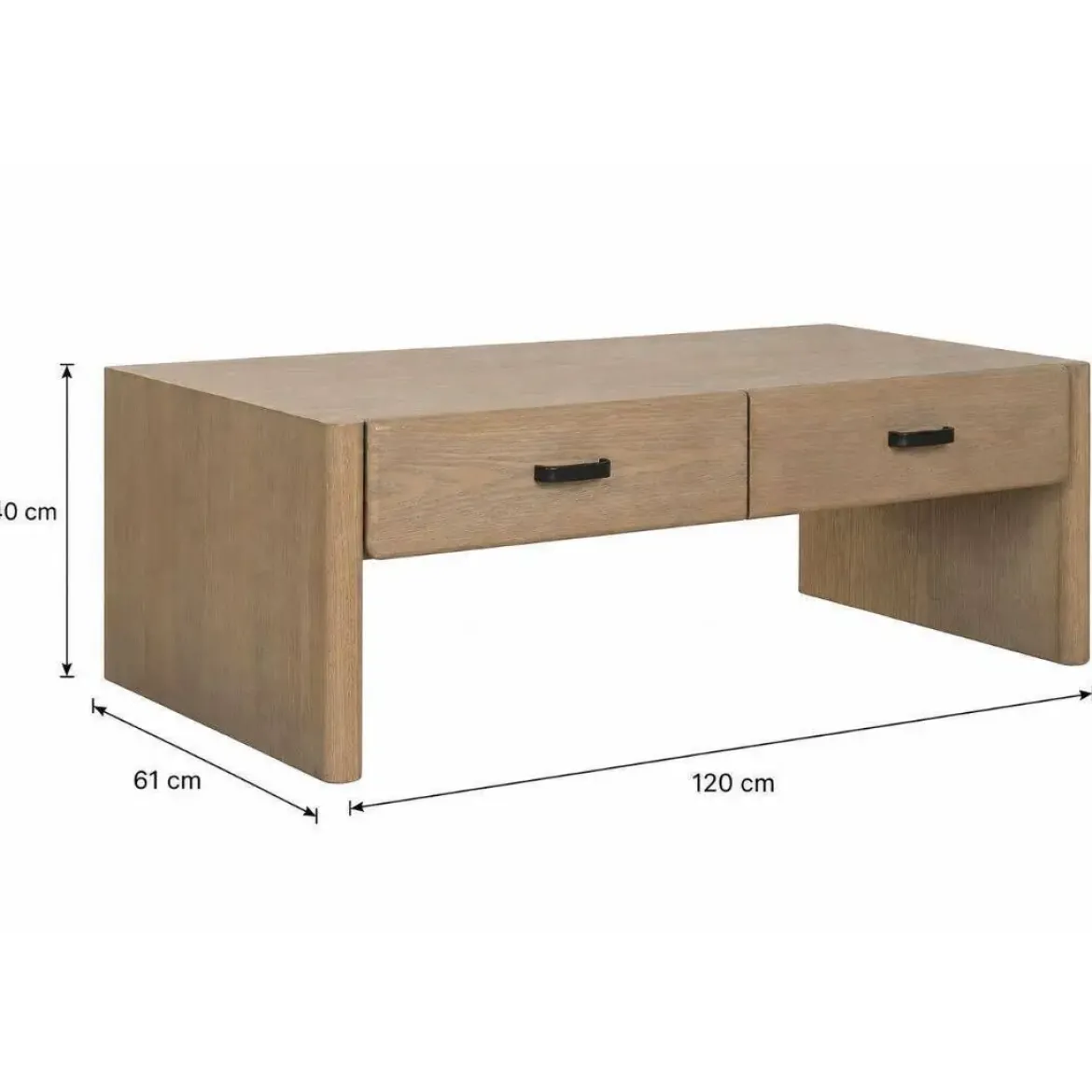 Mesa de Centro de Madera de Abeto con 2 Cajones MB-219970