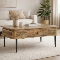 Mesa de Centro de Madera de Mango con Cajón MB-206310