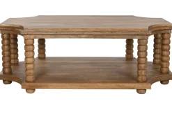 Mesa de Centro de Madera de Mango Torneada Natural MB-213711