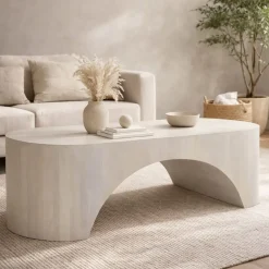 Mesa de Centro de Madera de Mango Blanca 137 cm MB-214816