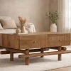 Mesa de Centro de Madera de Mango Natural con Cajones MB-215098