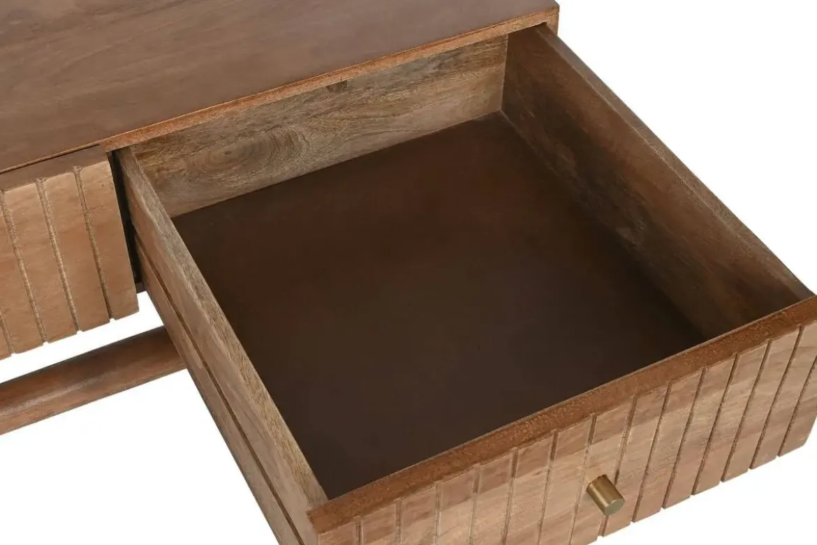 Mesa de Centro de Madera de Mango Natural con Cajones MB-215098