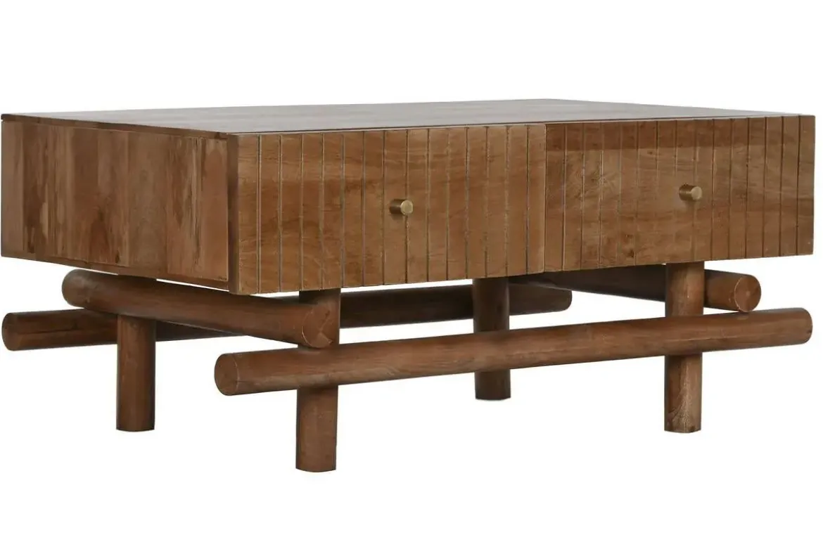 Mesa de Centro de Madera de Mango Natural con Cajones MB-215098