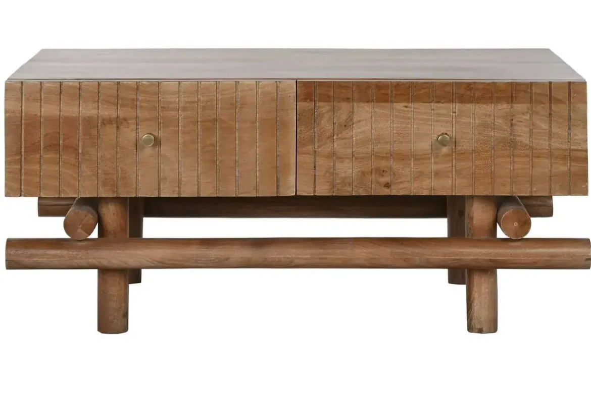 Mesa de Centro de Madera de Mango Natural con Cajones MB-215098