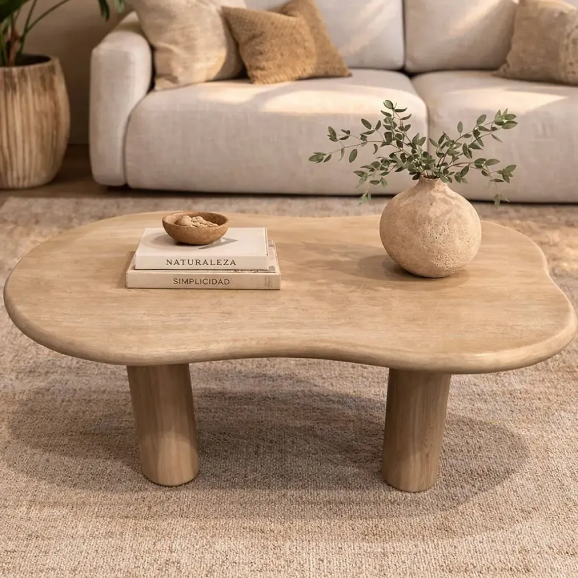Mesa de Centro de Madera de Mango Natural MB-227981