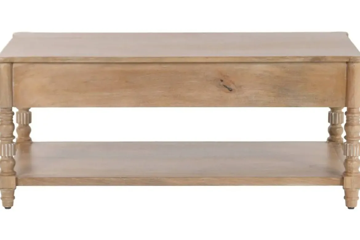 Mesa de Centro de Madera de Mango con 2 Cajones MB-223084