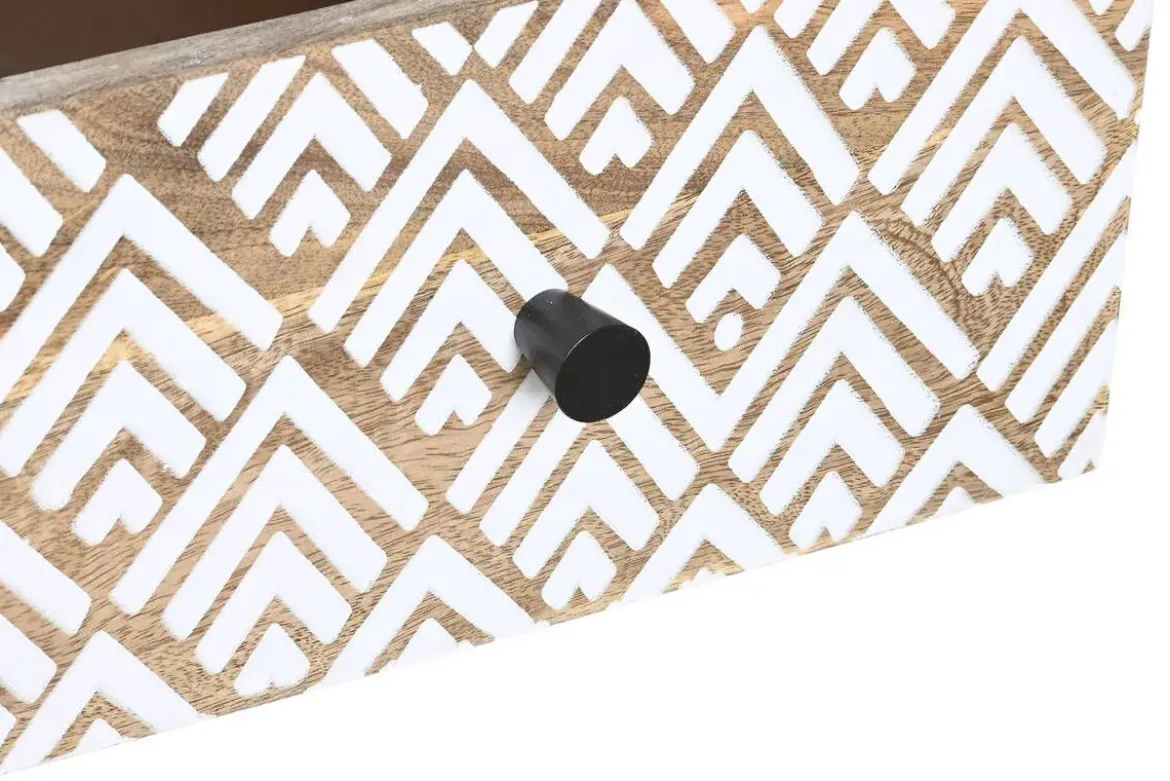 Mesa de Centro de Madera de Mango Natural con 2 Cajones MB-206554