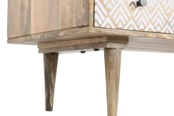Mesa de Centro de Madera de Mango Natural con 2 Cajones MB-206554