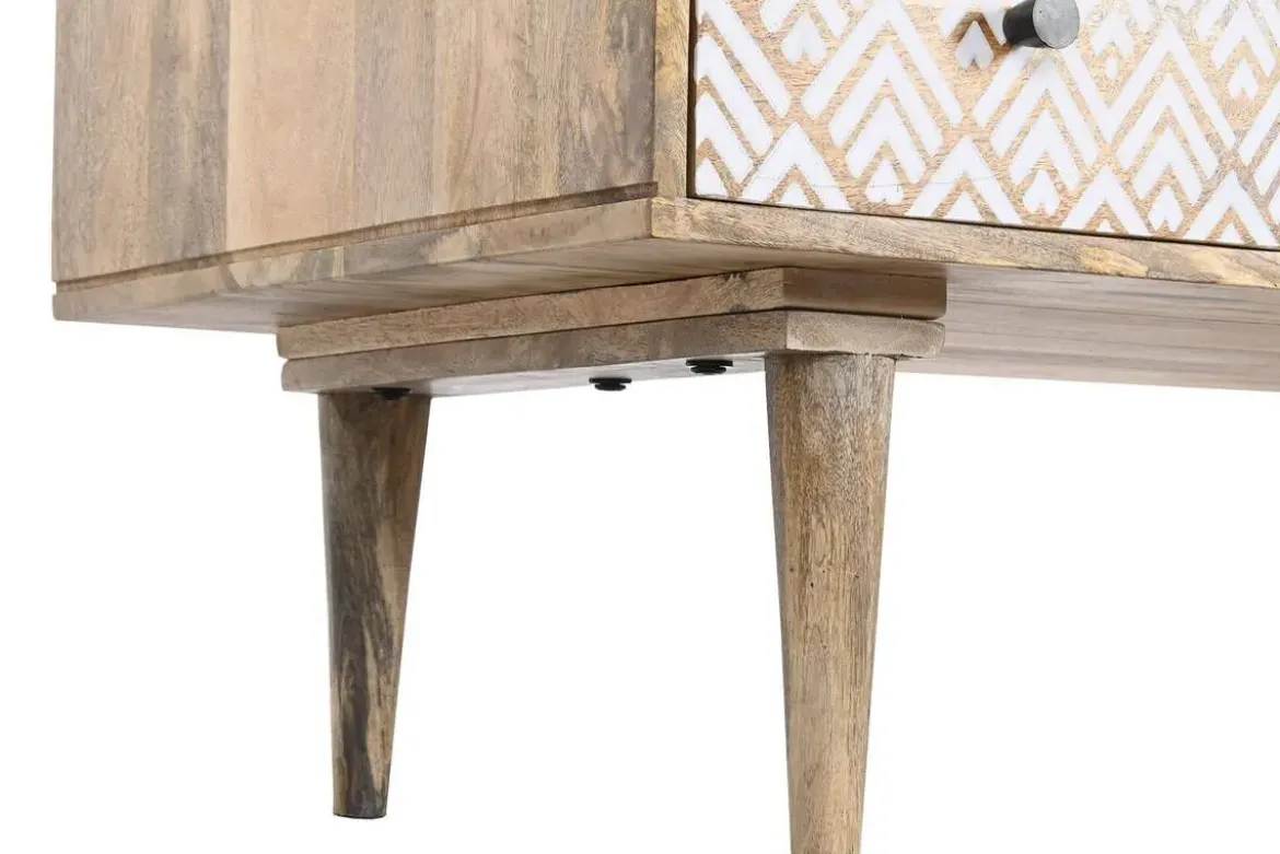 Mesa de Centro de Madera de Mango Natural con 2 Cajones MB-206554