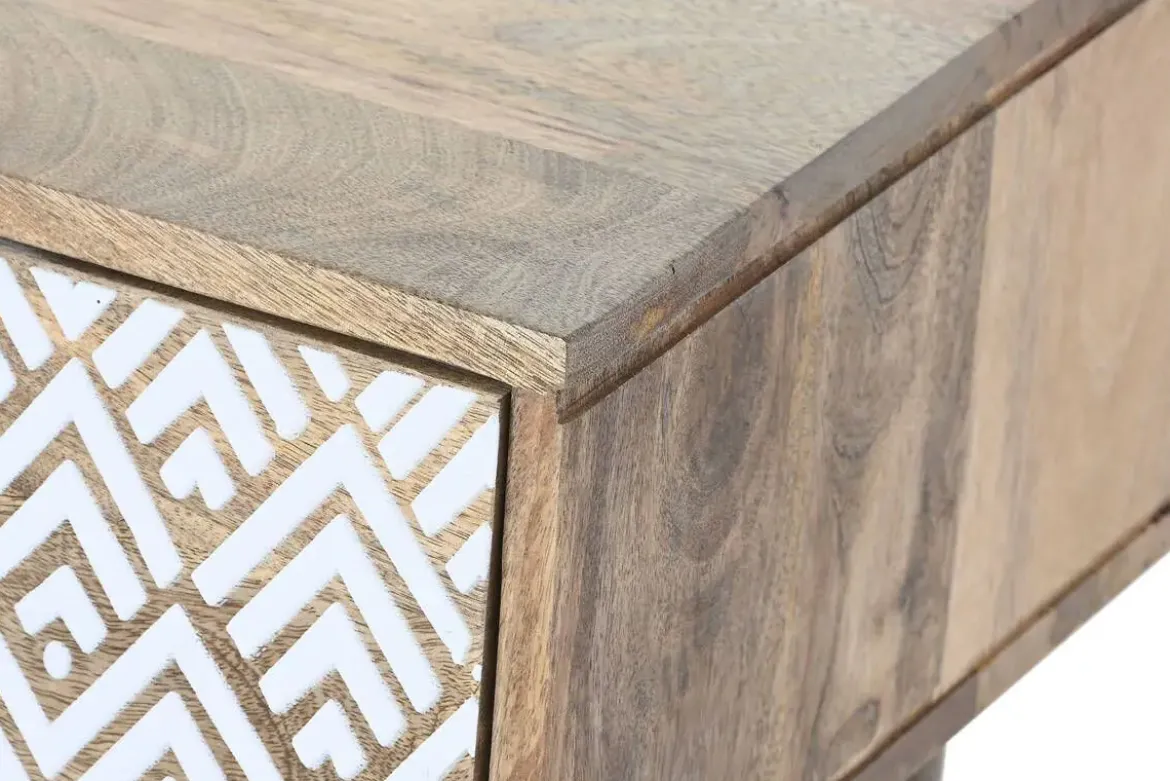 Mesa de Centro de Madera de Mango Natural con 2 Cajones MB-206554