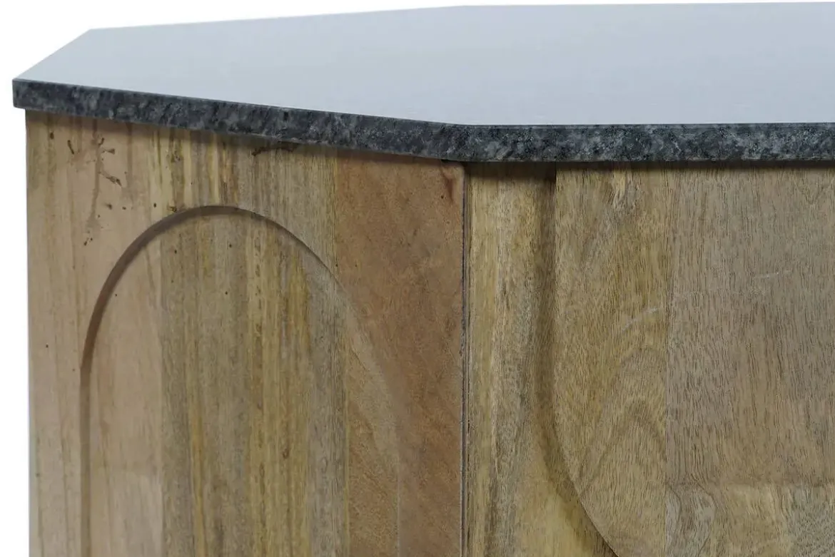 Mesa de Centro de Madera de Mango con Mármol Redonda MB-205540