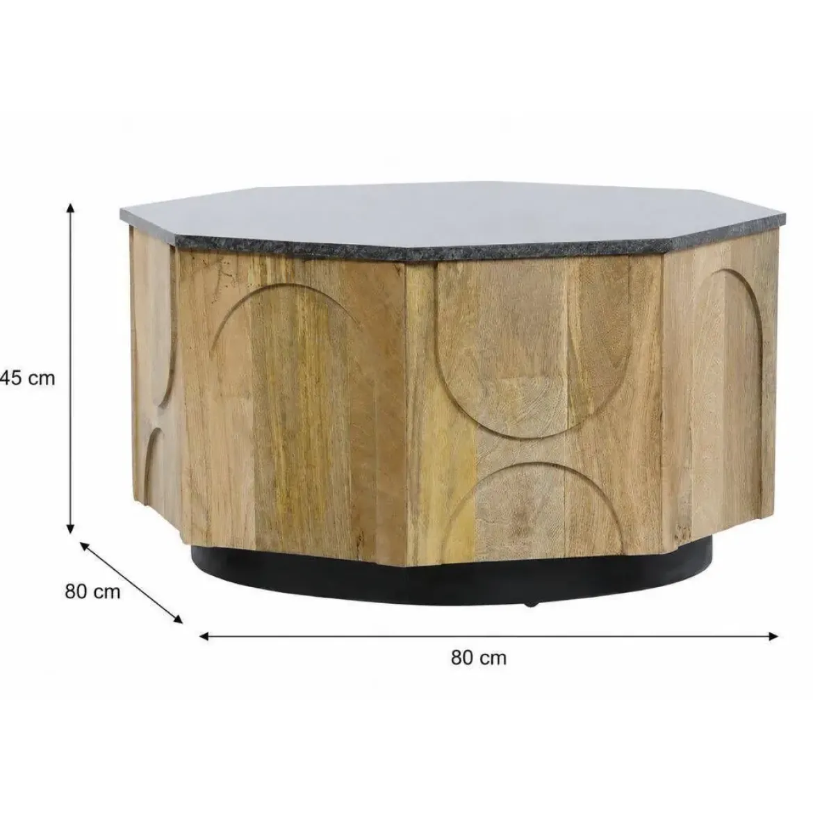Mesa de Centro de Madera de Mango con Mármol Redonda MB-205540