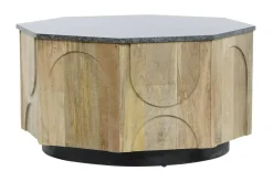 Mesa de Centro de Madera de Mango con Mármol Redonda MB-205540