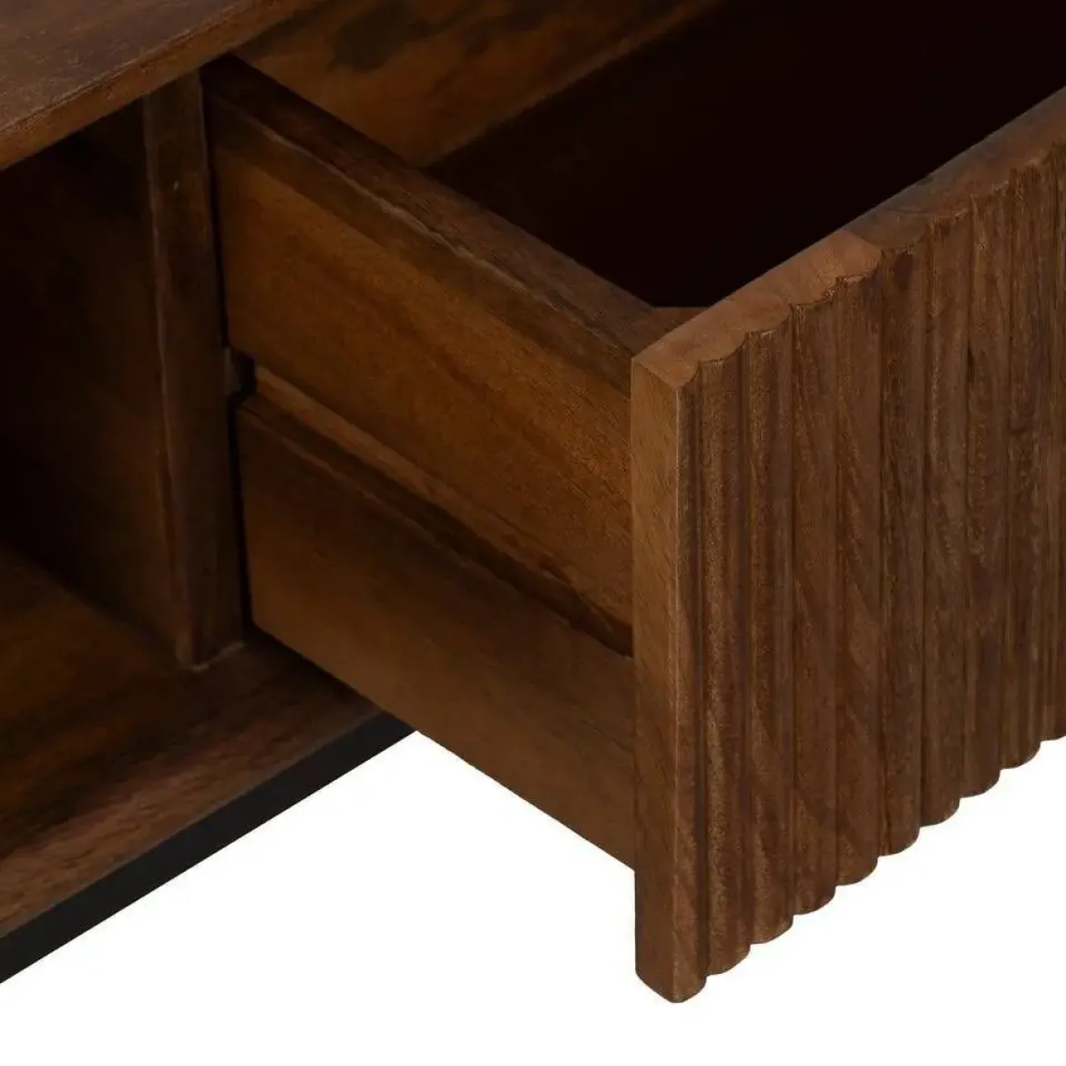 Mesa de Centro de Madera de Mango con Huecos y Cajones 110 cm 612715