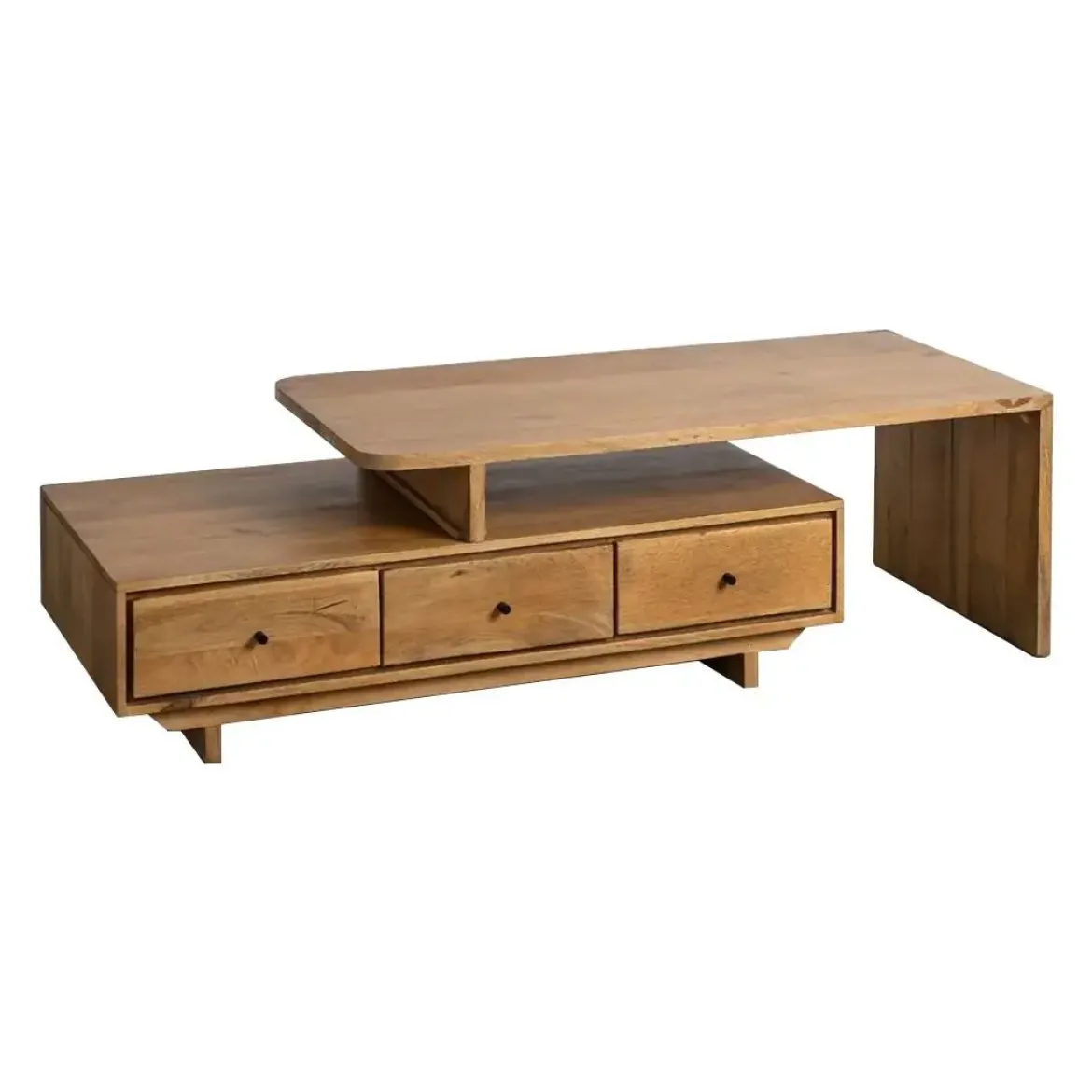 Mesa de Centro de Madera de Mango Natural con Cajones 615301
