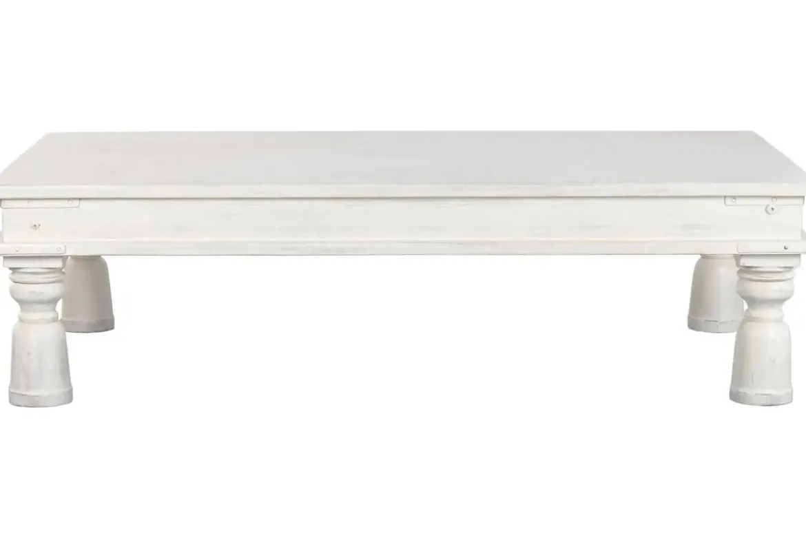Mesa de Centro de Madera en Decapé Blanco 170 cm MB-224034