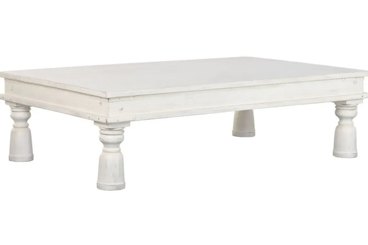 Mesa de Centro de Madera en Decapé Blanco 170 cm MB-224034