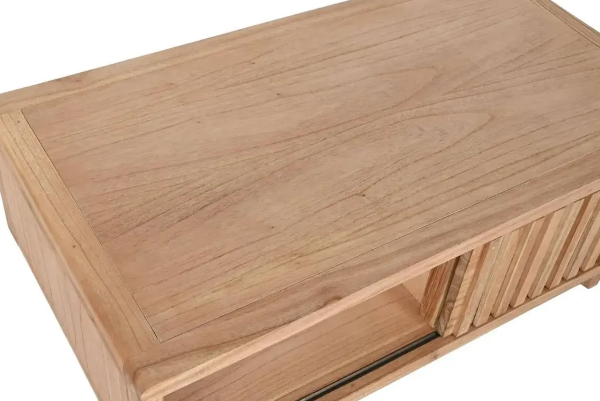 Mesa de Centro de Madera Mindi Natural con Puerta Corredera MB-221791