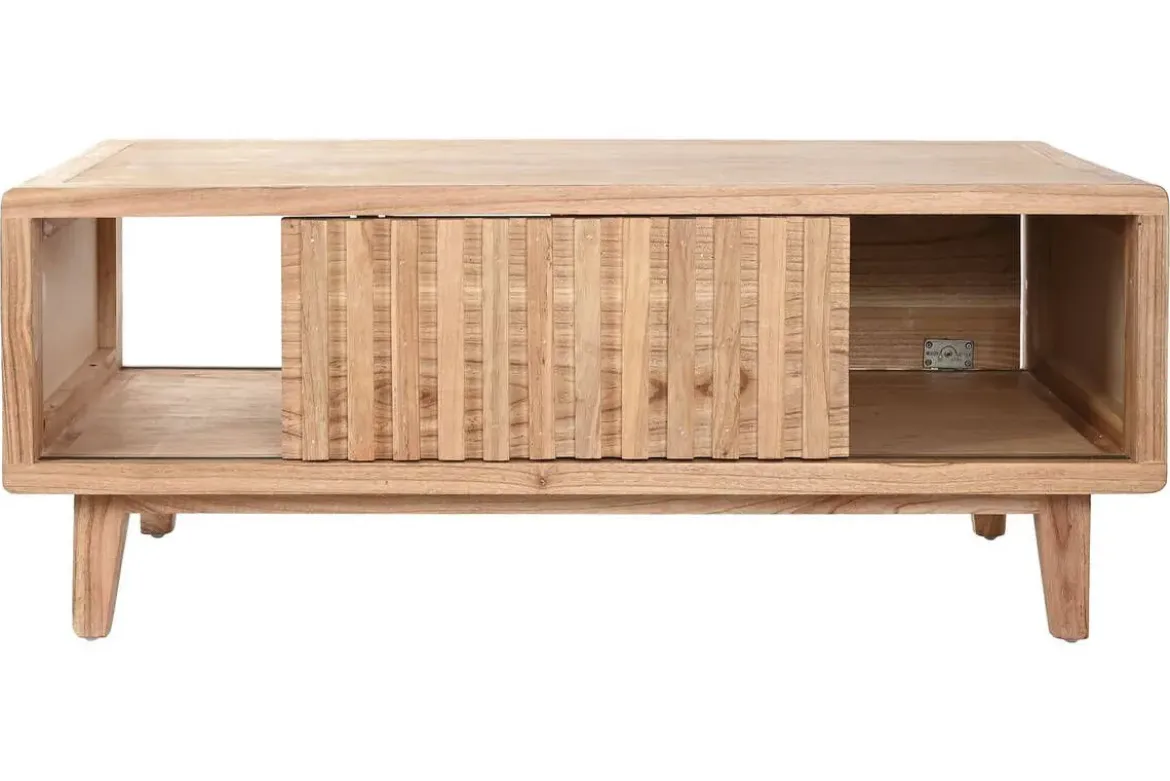 Mesa de Centro de Madera Mindi Natural con Puerta Corredera MB-221791