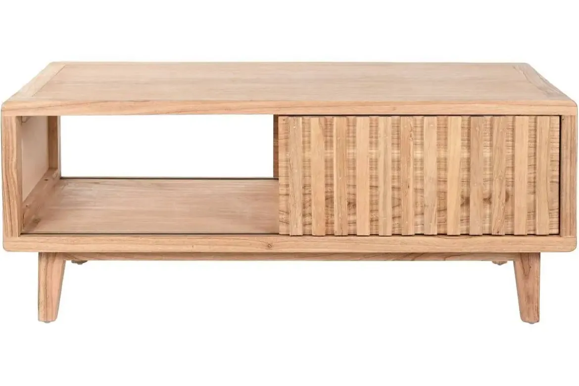 Mesa de Centro de Madera Mindi Natural con Puerta Corredera MB-221791