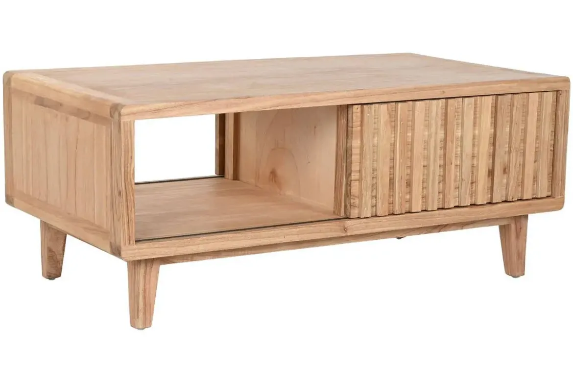 Mesa de Centro de Madera Mindi Natural con Puerta Corredera MB-221791