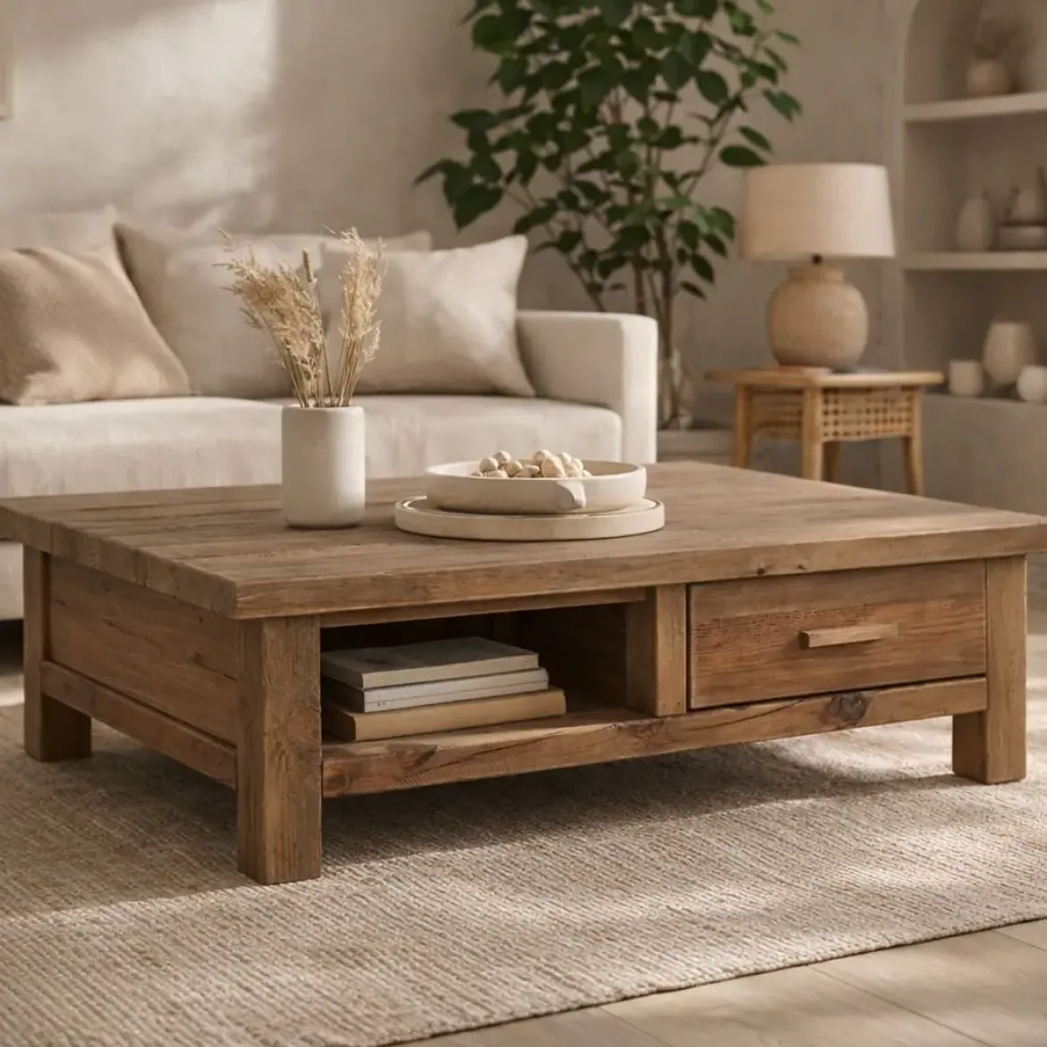 Mesa de Centro de Madera Reciclada y Pino 130 cm MB-217915