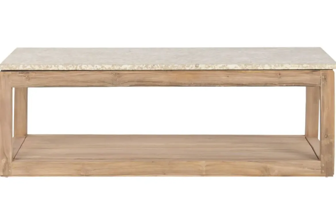 Mesa de Centro de Madera Reciclada con Mármol 120 cm MB-221766
