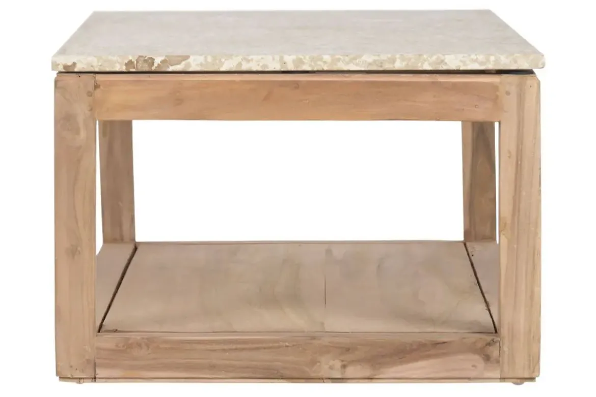 Mesa de Centro de Madera Reciclada con Mármol 120 cm MB-221766
