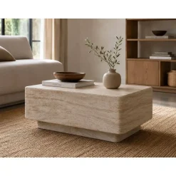 Mesa de Centro de Magnesia Símil Mármol 120x70 cm MB-227601