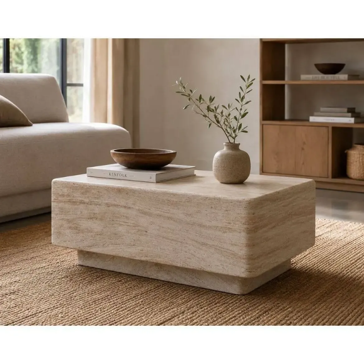 Mesa de Centro de Magnesia Símil Mármol 120x70 cm MB-227601