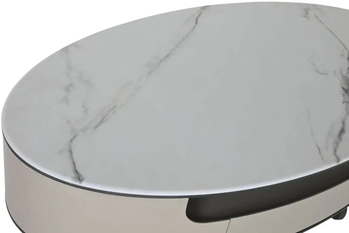 Mesa de Centro de Mármol Beige con Cajones MB-217636