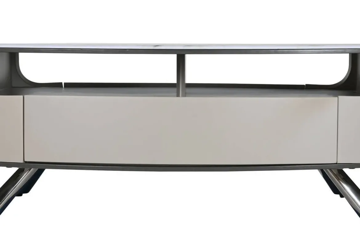 Mesa de Centro de Mármol Beige con Cajones MB-217636