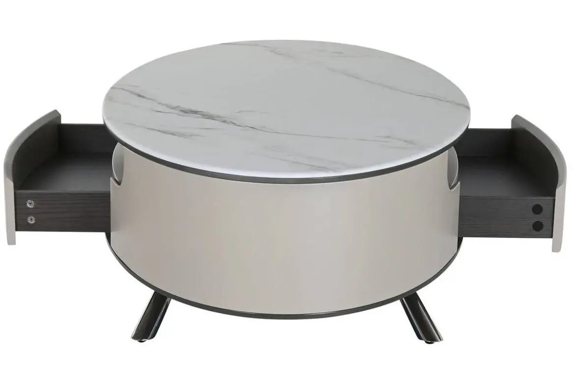 Mesa de Centro de Mármol Beige con Cajones MB-217636