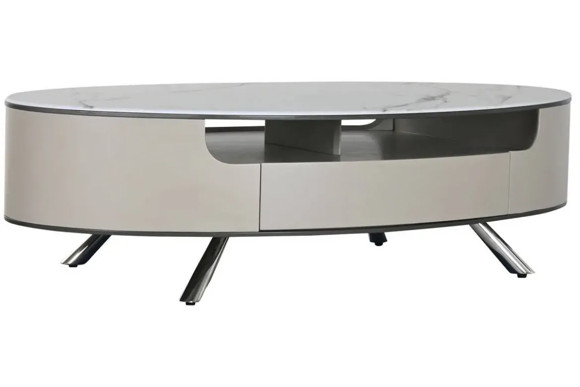 Mesa de Centro de Mármol Beige con Cajones MB-217636