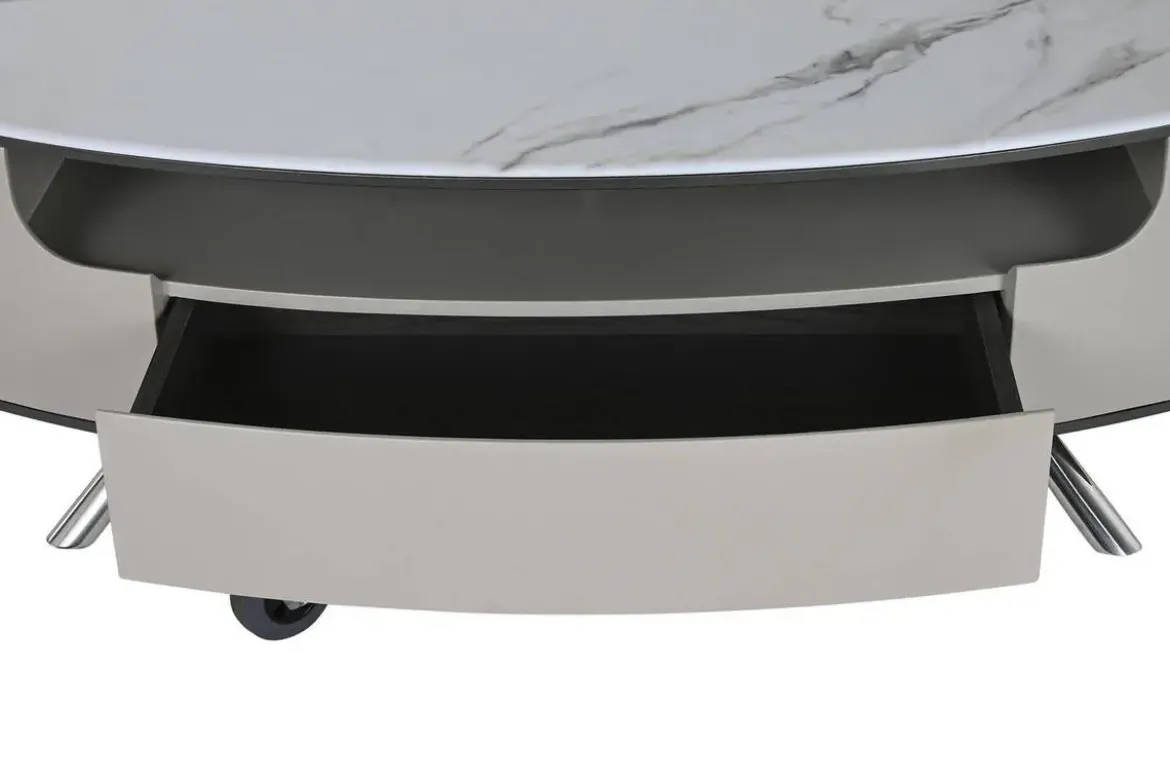 Mesa de Centro de Mármol Beige con Cajones MB-217636
