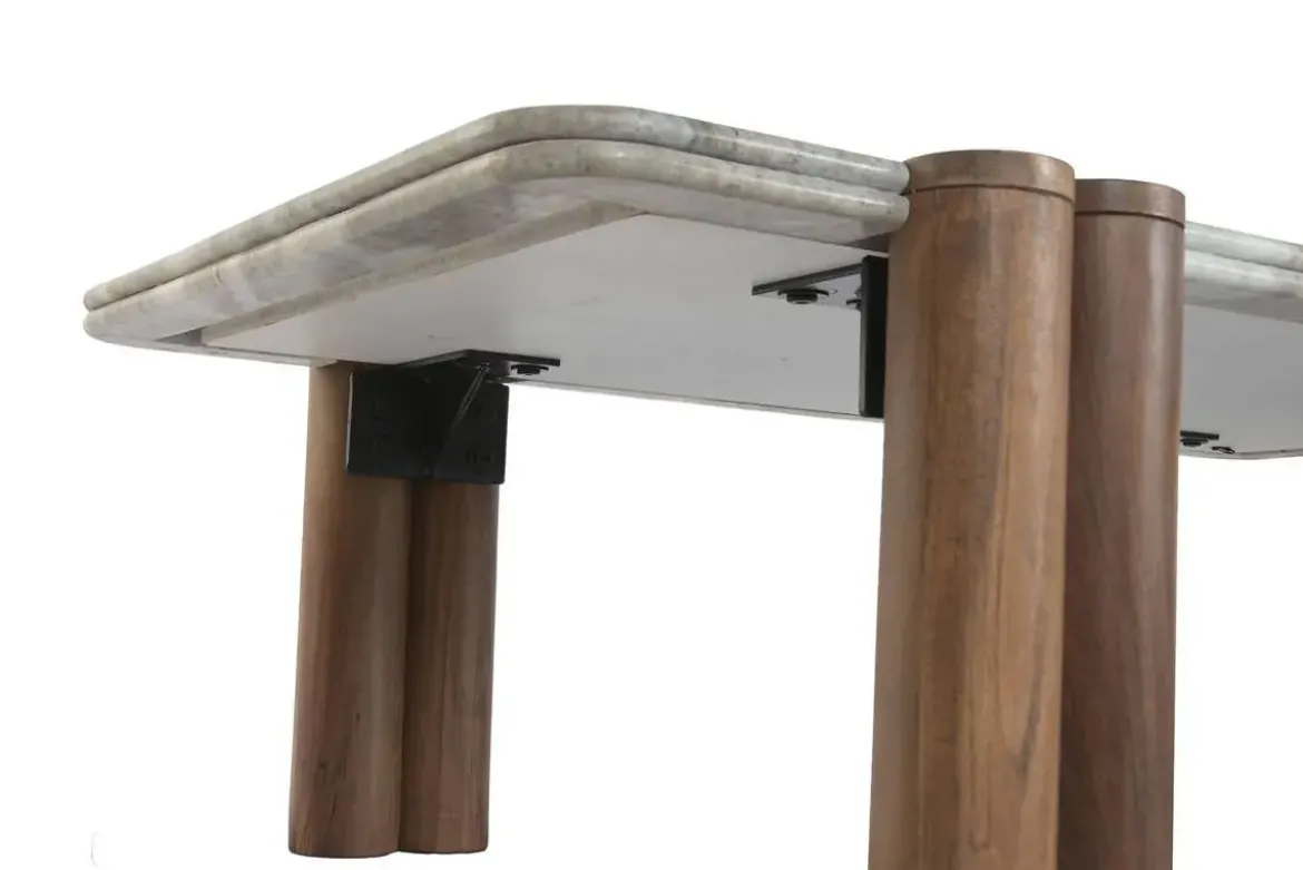 Mesa de Centro de Mármol y Madera de Mango Marrón MB-223561