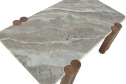 Mesa de Centro de Mármol y Madera de Mango Marrón MB-223561