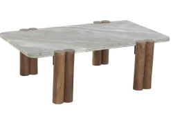 Mesa de Centro de Mármol y Madera de Mango Marrón MB-223561