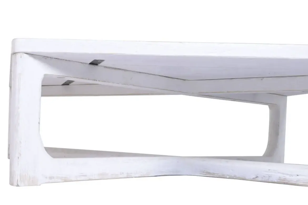 Mesa de Centro de Olmo Macizo 170 cm Blanca MB-226326