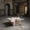 Mesa de Centro de Raíz de Teca Decapé Blanco 90 cm MB-223004