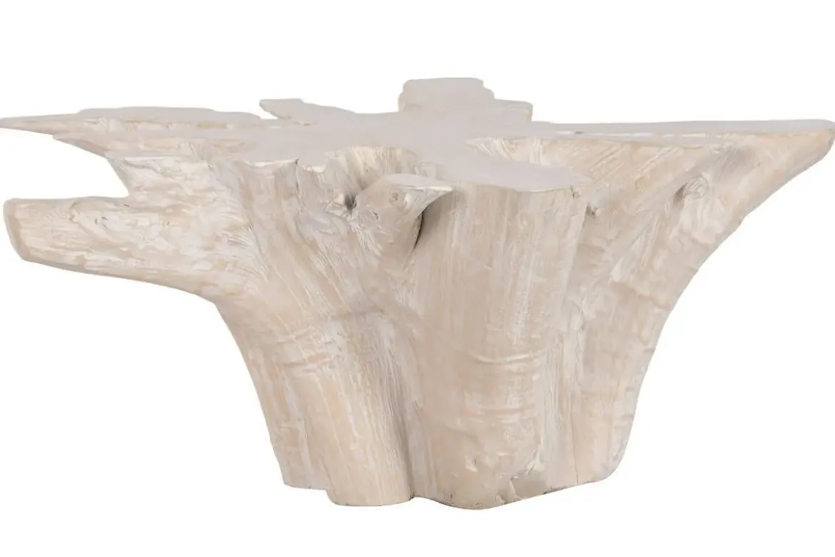 Mesa de Centro de Raíz de Teca Decapé Blanco 90 cm MB-223004