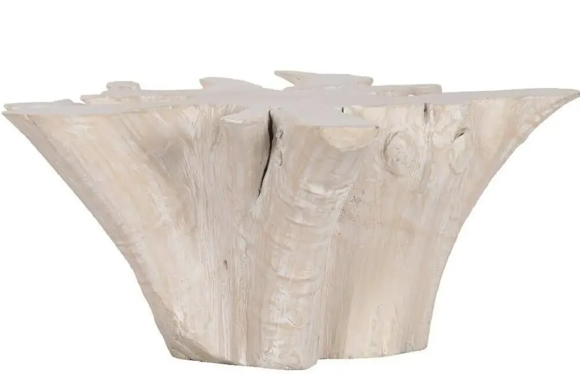 Mesa de Centro de Raíz de Teca Decapé Blanco 90 cm MB-223004
