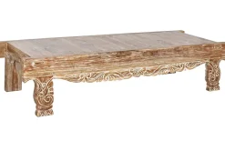 Mesa de Centro de Teca Reciclada 200 cm Decapé Blanco MB-213878