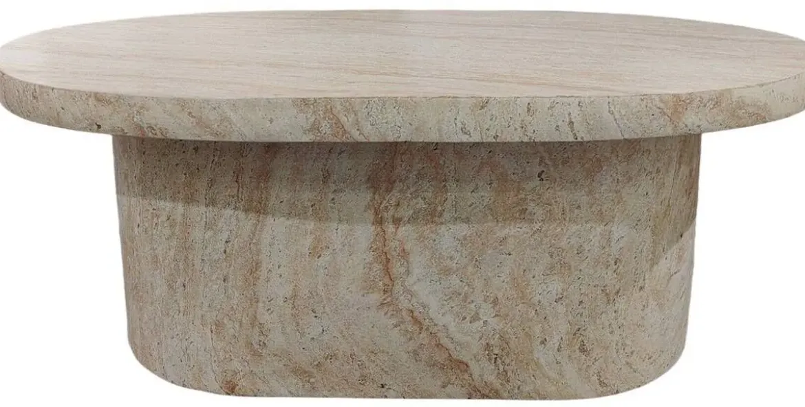 Mesa de Centro Efecto Mármol de Magnesia Ovalada MB-227600