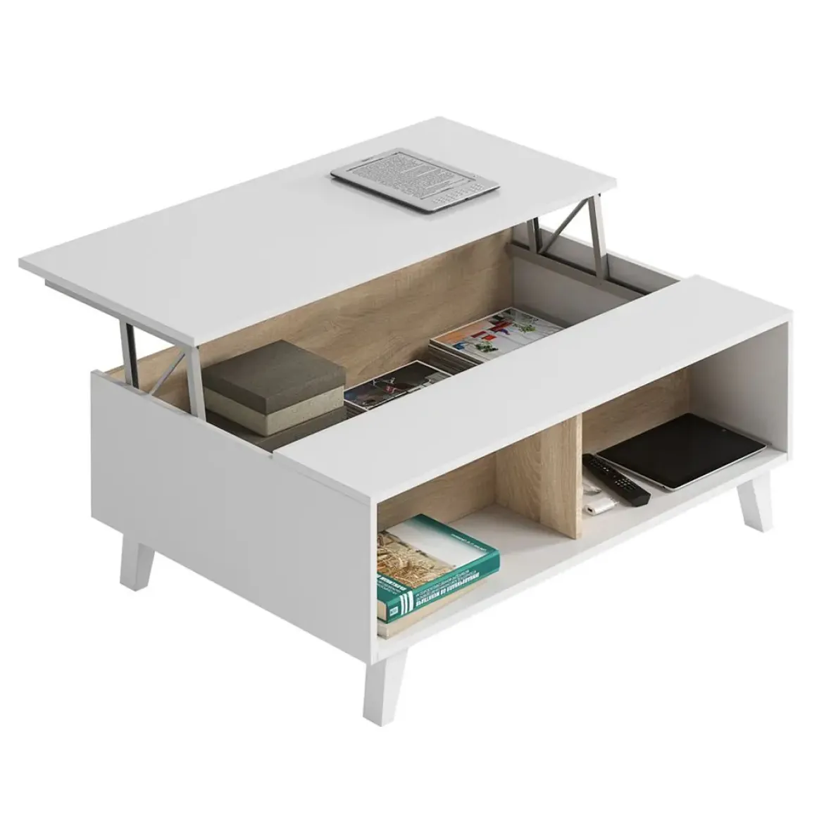Mesa de Centro Elevable con Almacenamiento ZAIKEN 0F6633BO