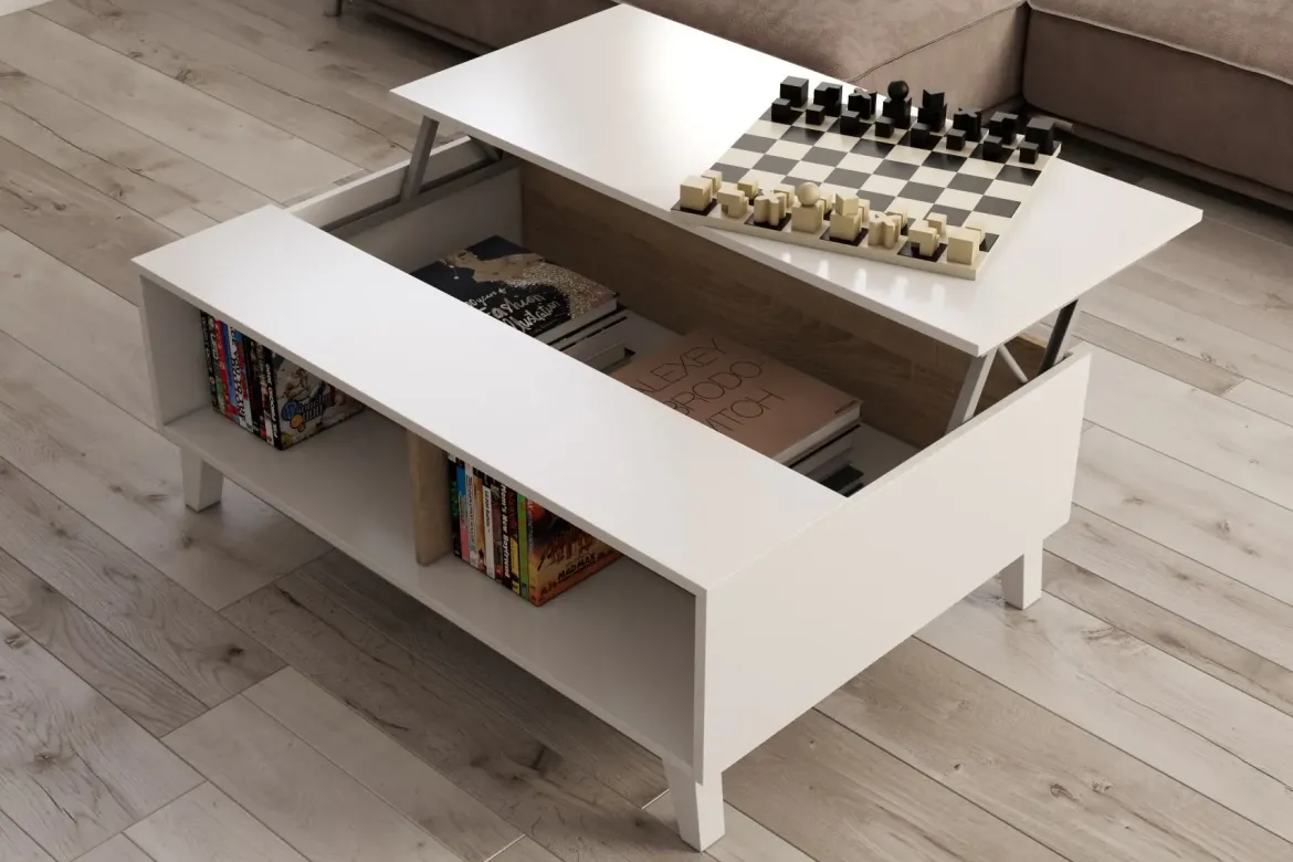 Mesa de Centro Elevable con Almacenamiento ZAIKEN 0F6633BO