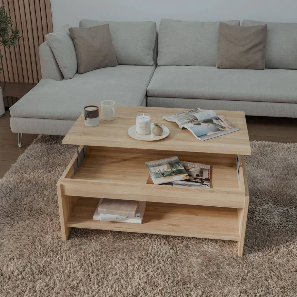 Mesa de Centro Elevable Mauvella SOUTH BEACH L78 de 100 cm