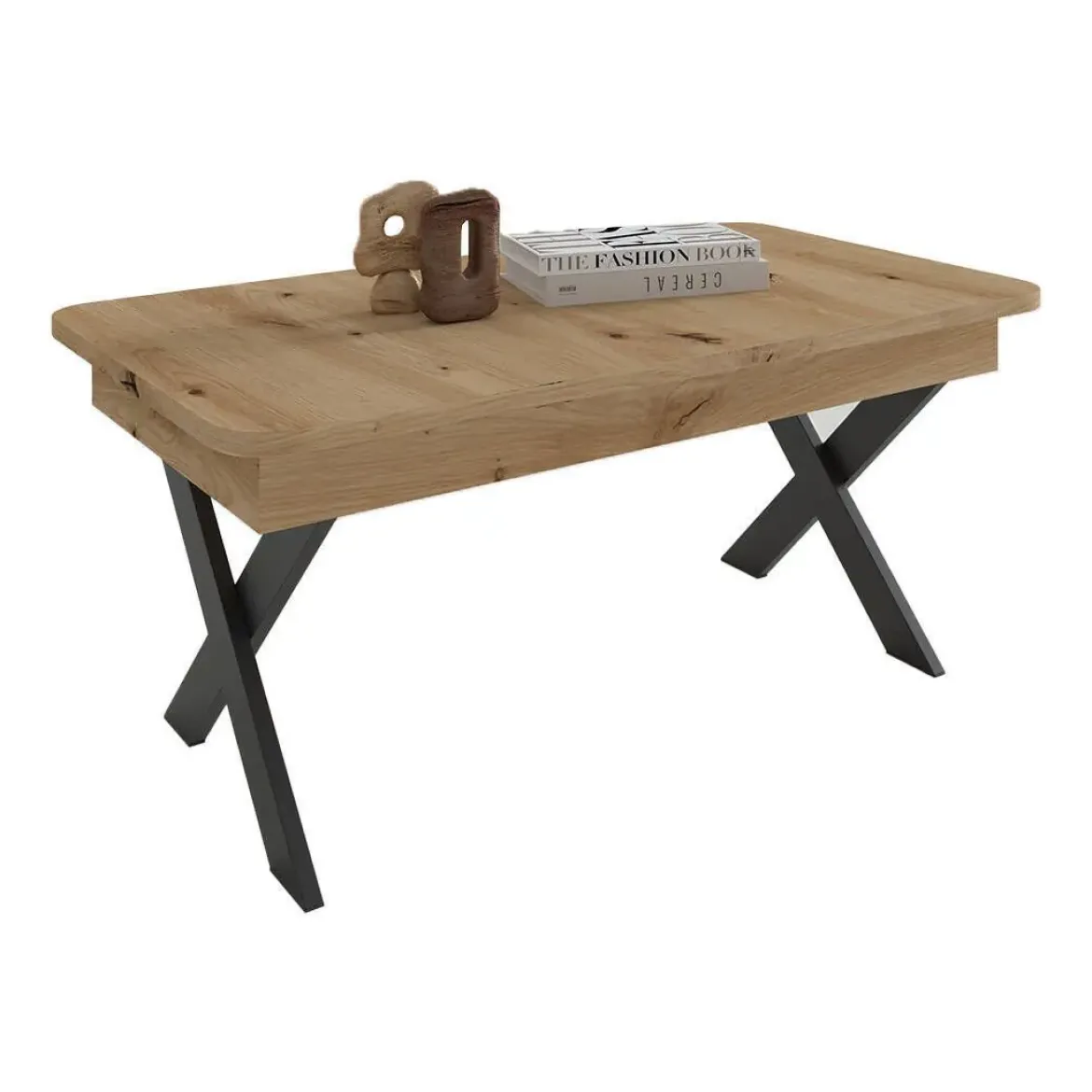 Mesa de Centro Elevable Rectangular 110x60 con Patas Metálicas M835
