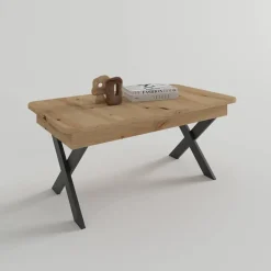 Mesa de Centro Elevable Rectangular 110x60 con Patas Metálicas M835